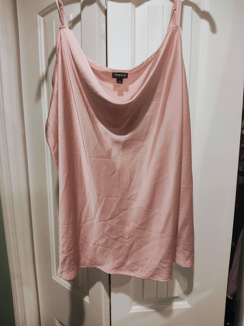 torrid light blush satin cowl cami